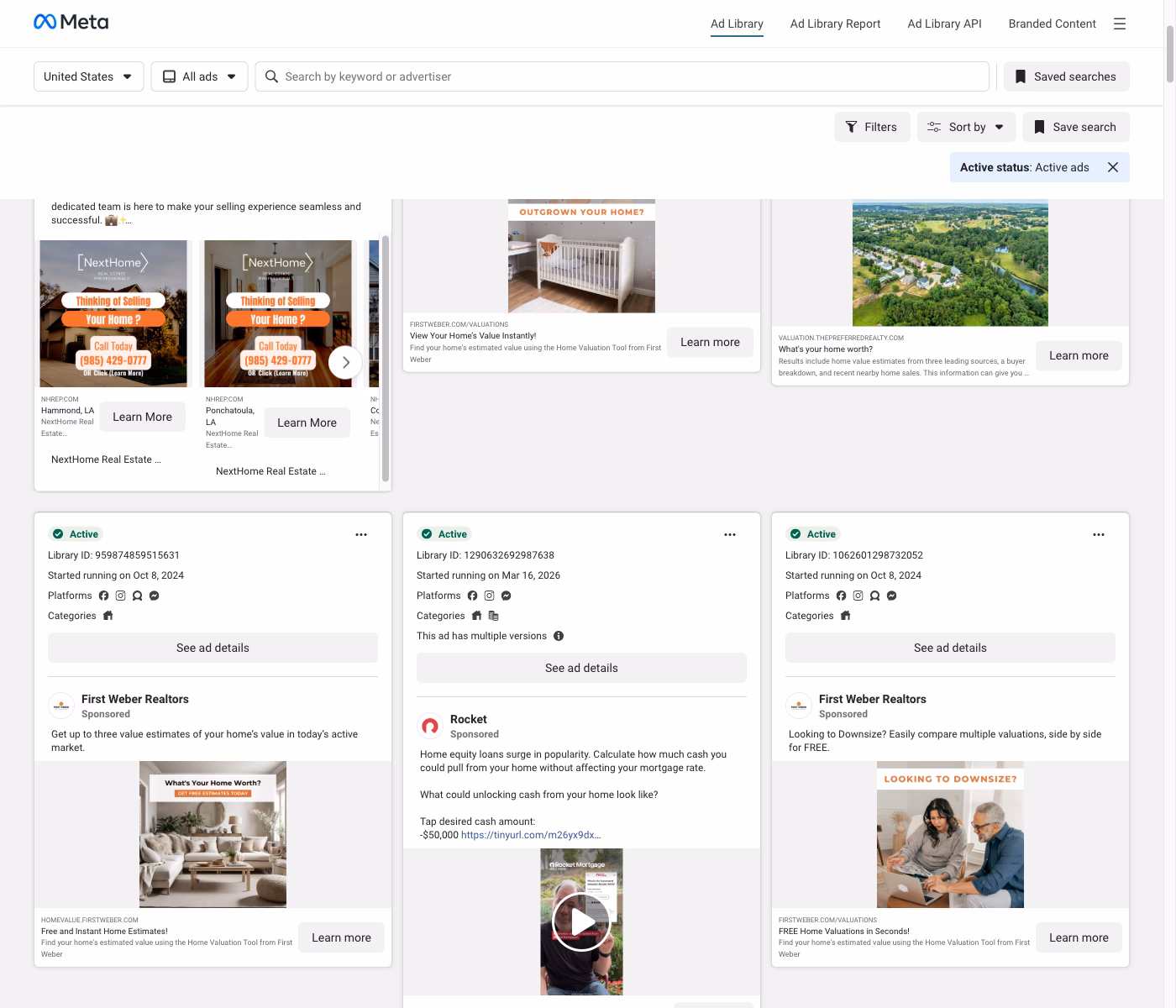 Real estate Facebook lead ad example — free home valuation offer from a local realtor